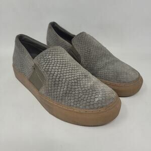 AllSaints Shoes Womens EU37 US7 Gray Suede Snakeskin Print Slip On Casual